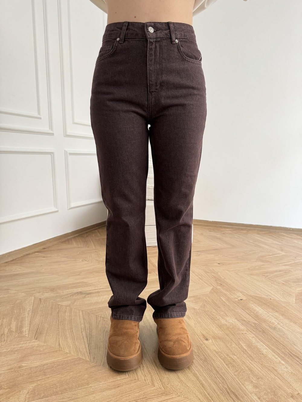 Denim Straight Fit Pantolon Kahve