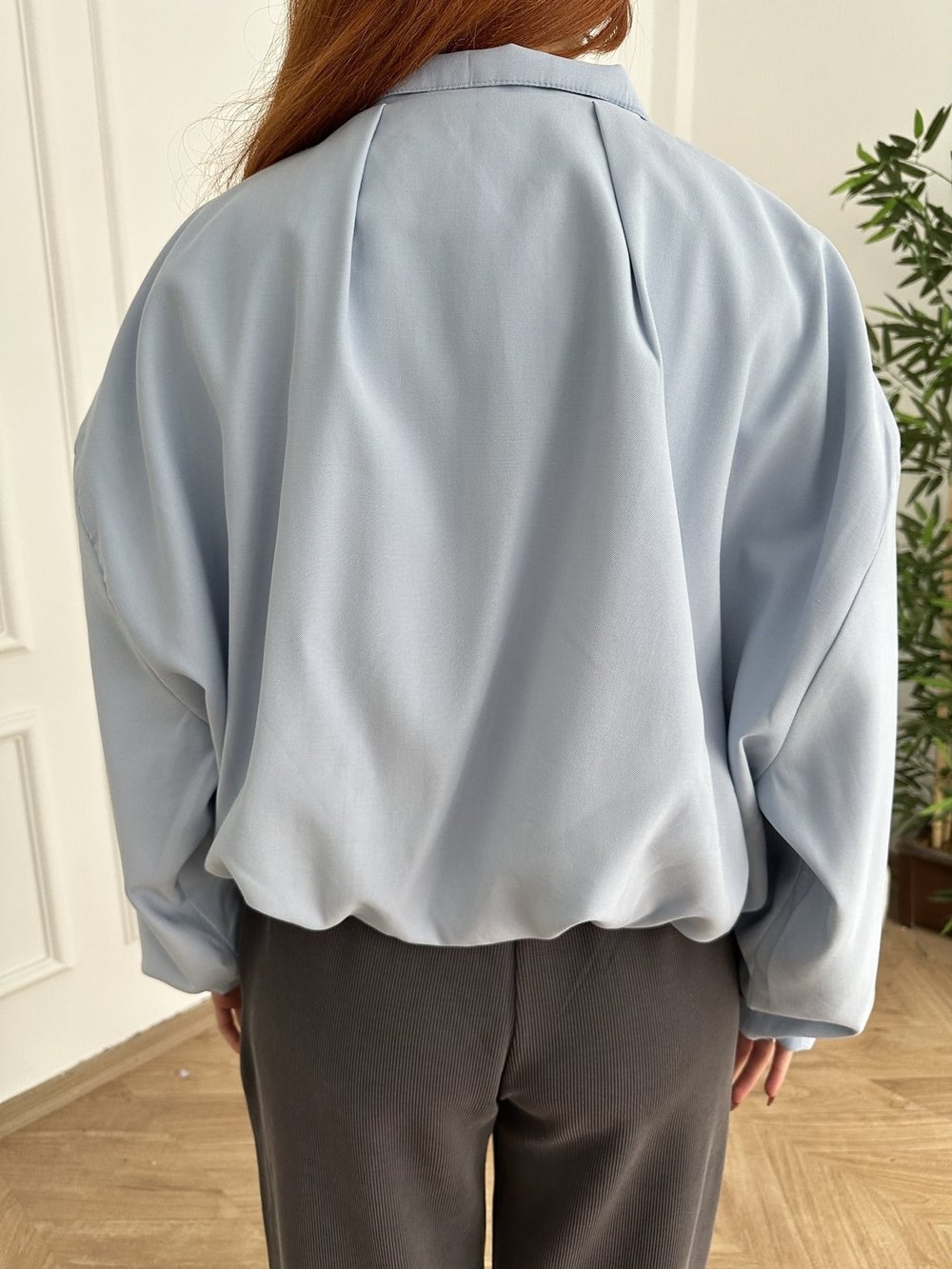 Dik Yaka Oversize Balon Mont Bebe mavi