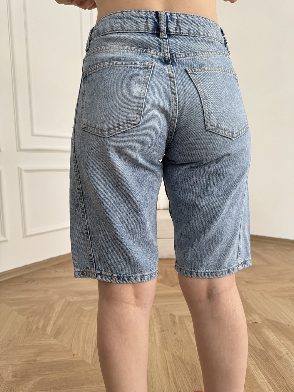 Dikiş Detay Jean Kapri Mavi