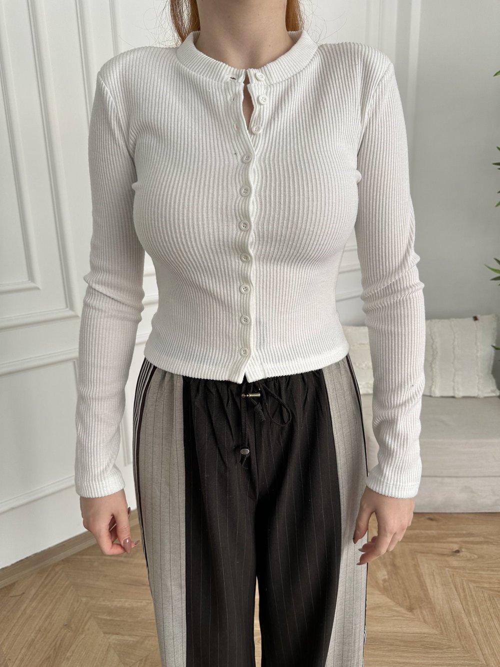 Fitilli Mini Hırka Ekru