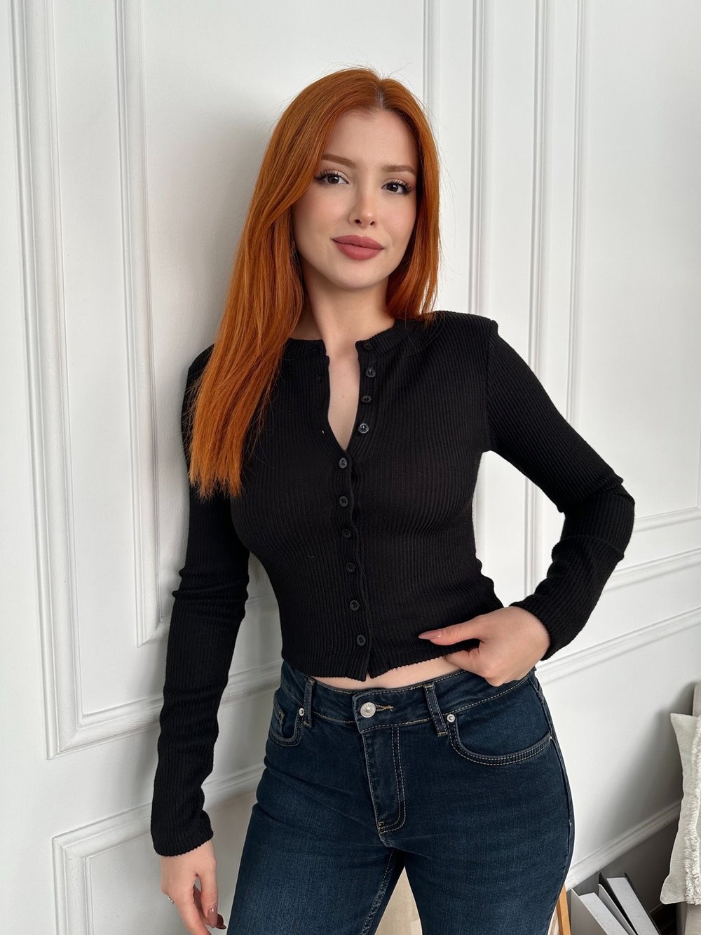 Fitilli Mini Hırka Siyah