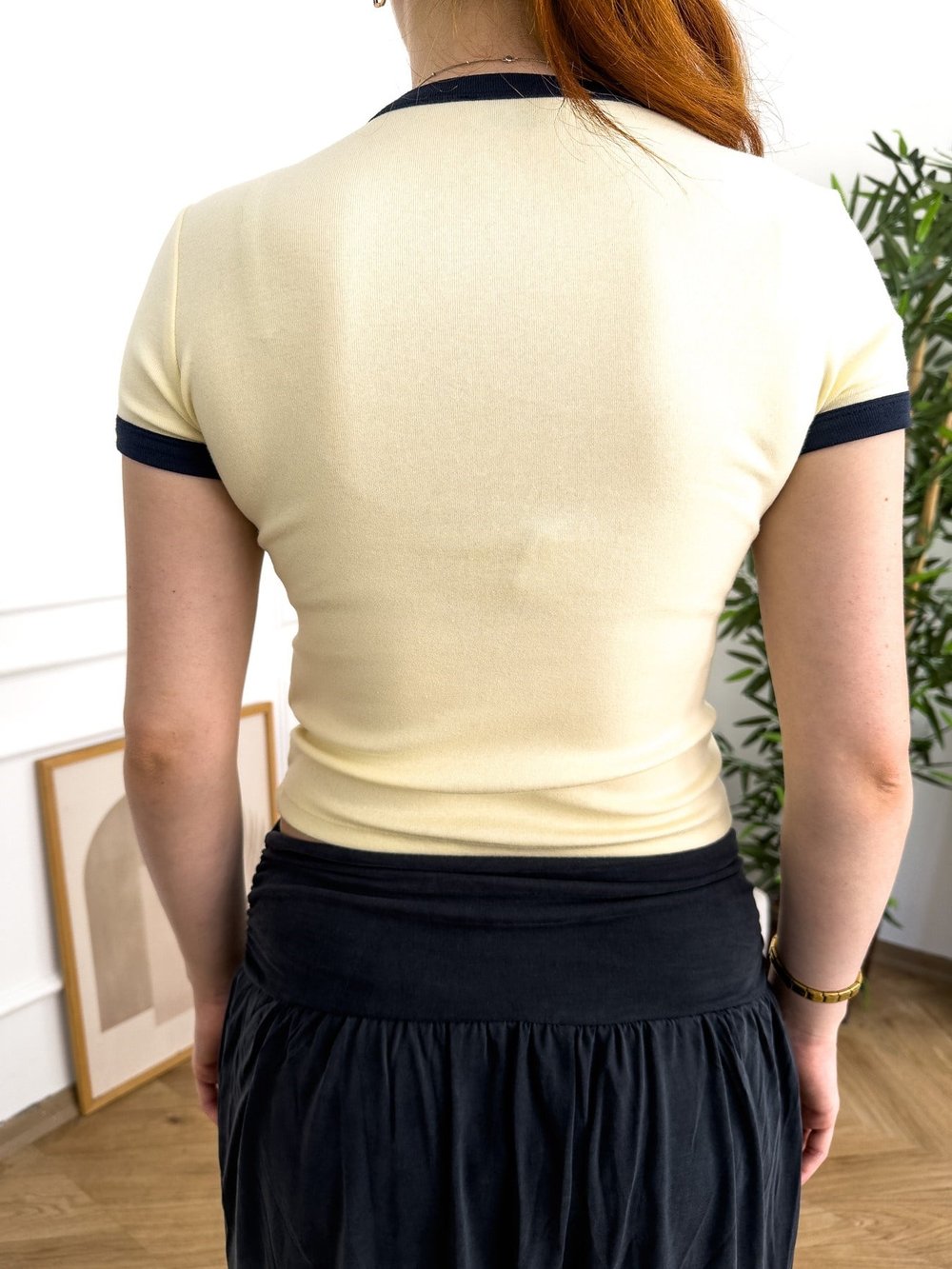 Hawaii Baskılı Slim Fit T-shirt Sarı