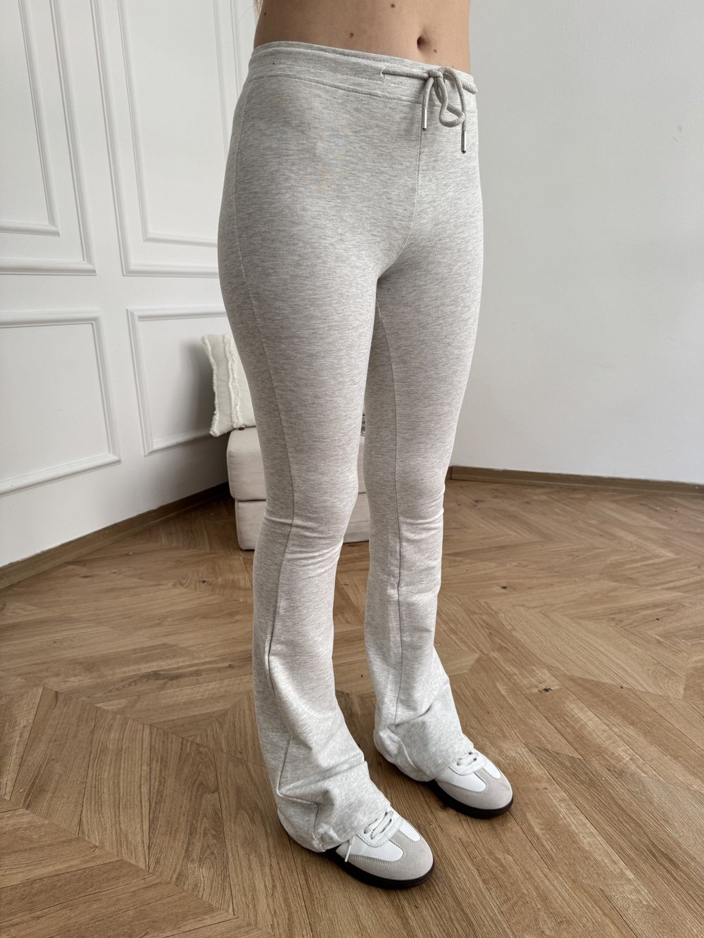 İspanyol Paça Tayt Pantolon Gri melanj