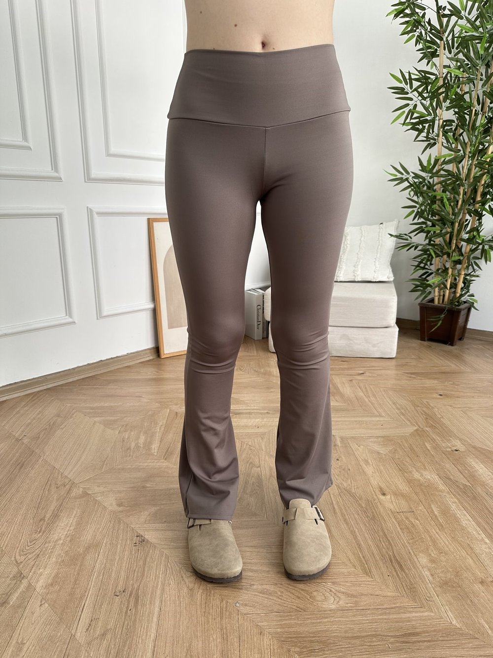 İspanyol Paça Tayt Pantolon Vizon
