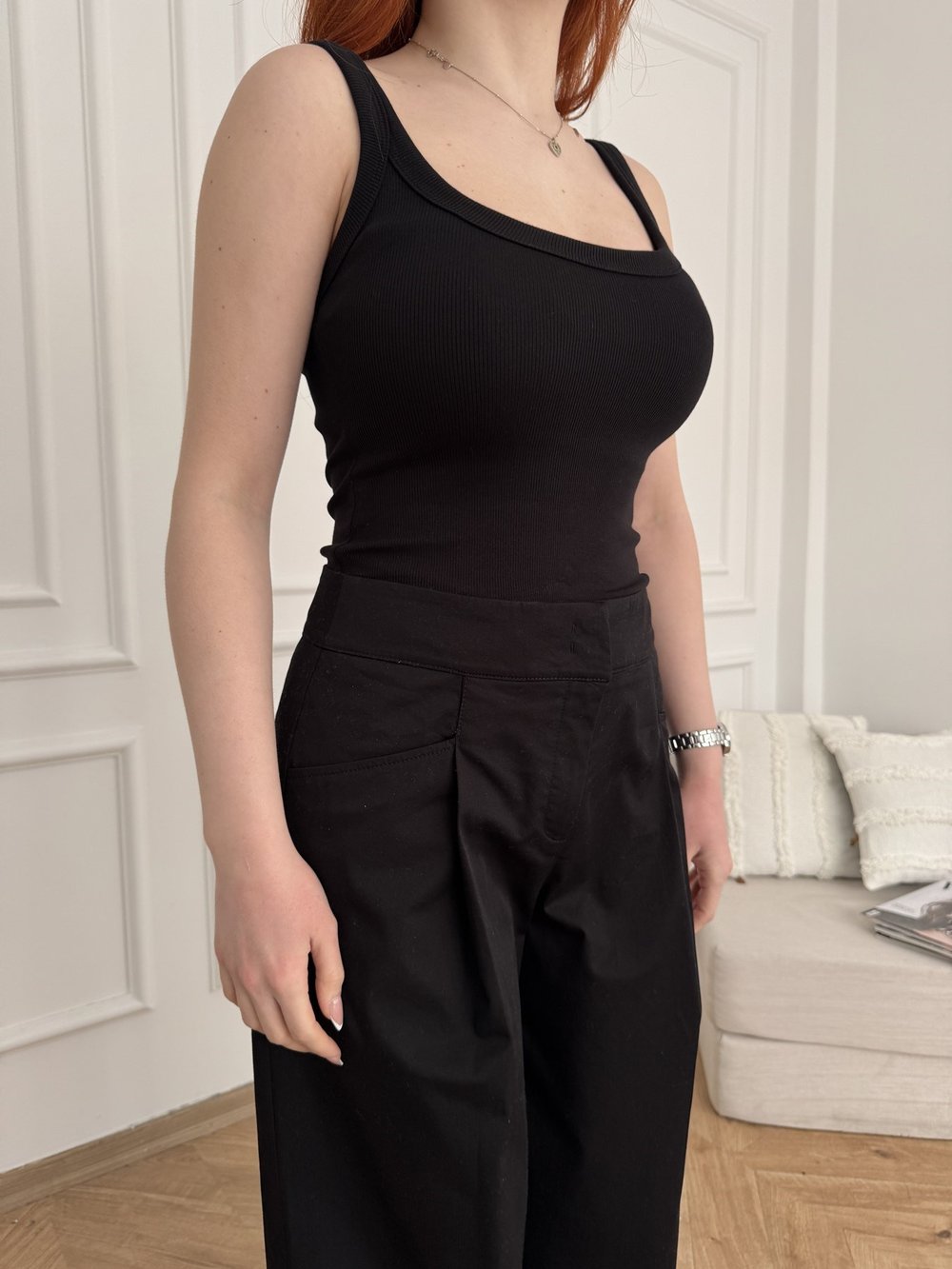 Kalın Askılı Fitilli Bodysuit Siyah