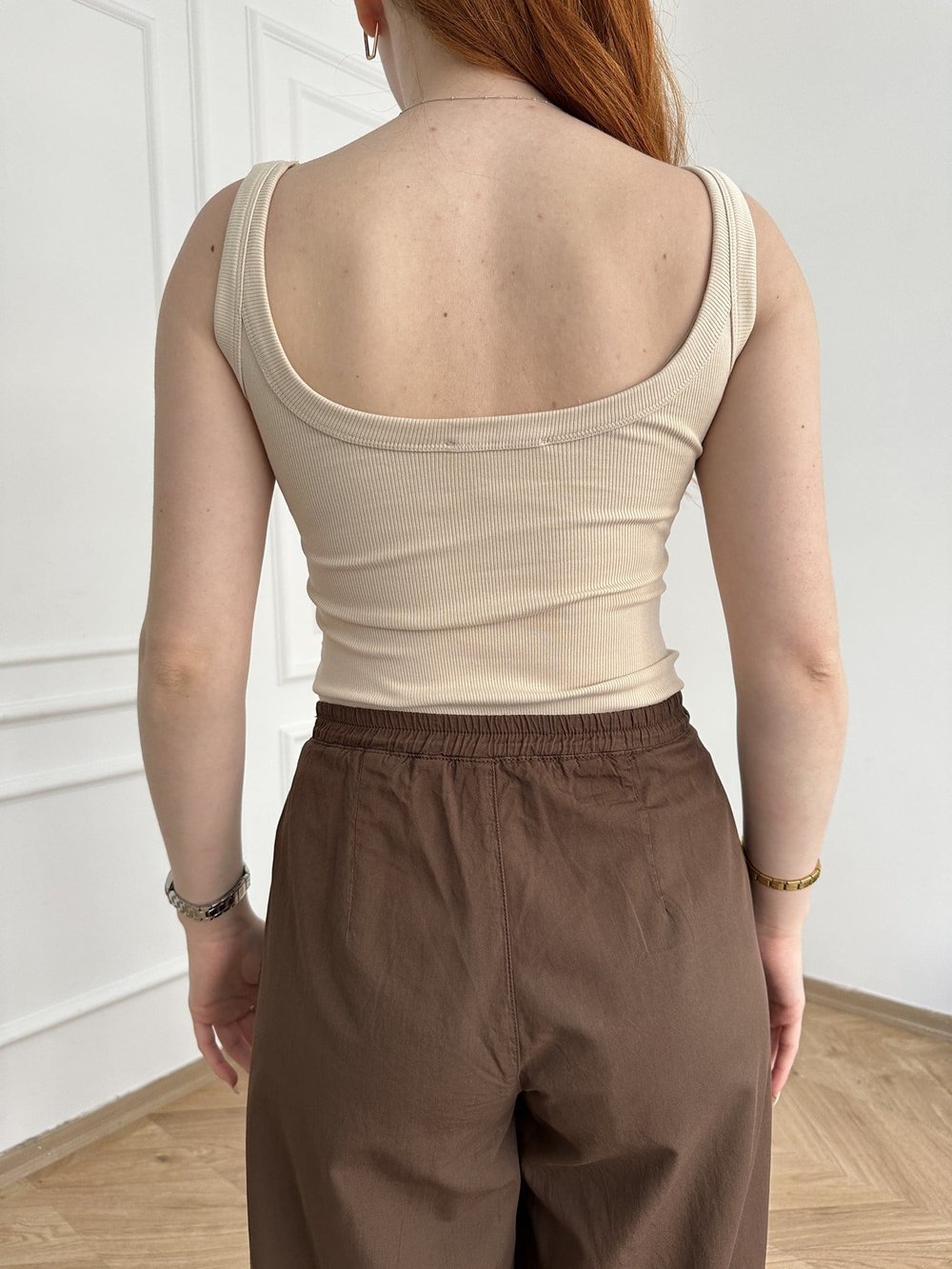 Kalın Askılı Fitilli Bodysuit Taş