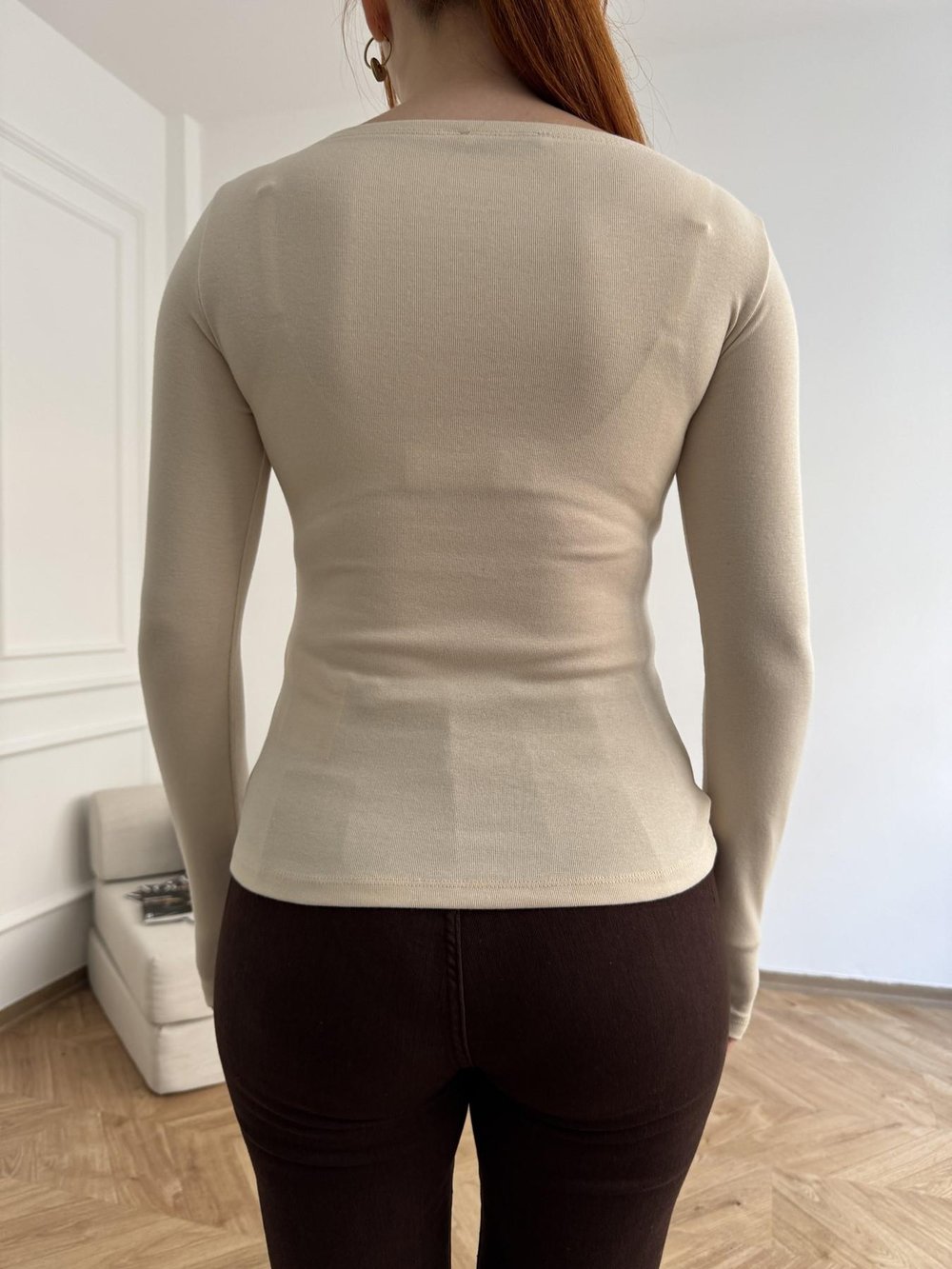 Kayık Yaka Uzun Kol Penye Badi Taş