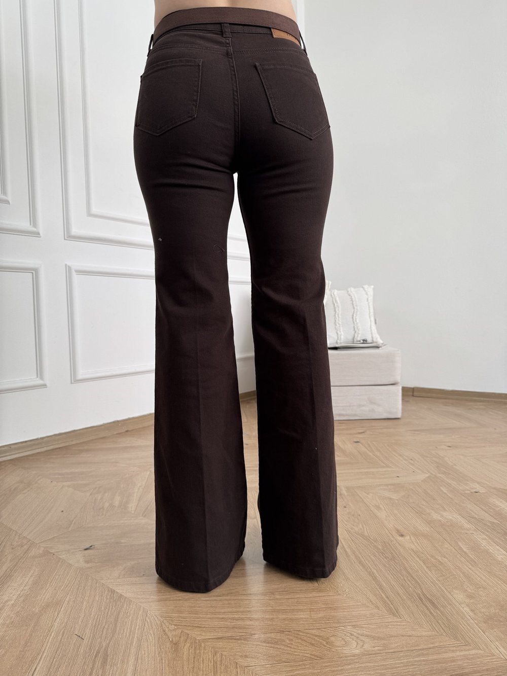 Kemerli Bol Paça Pantolon Kahve