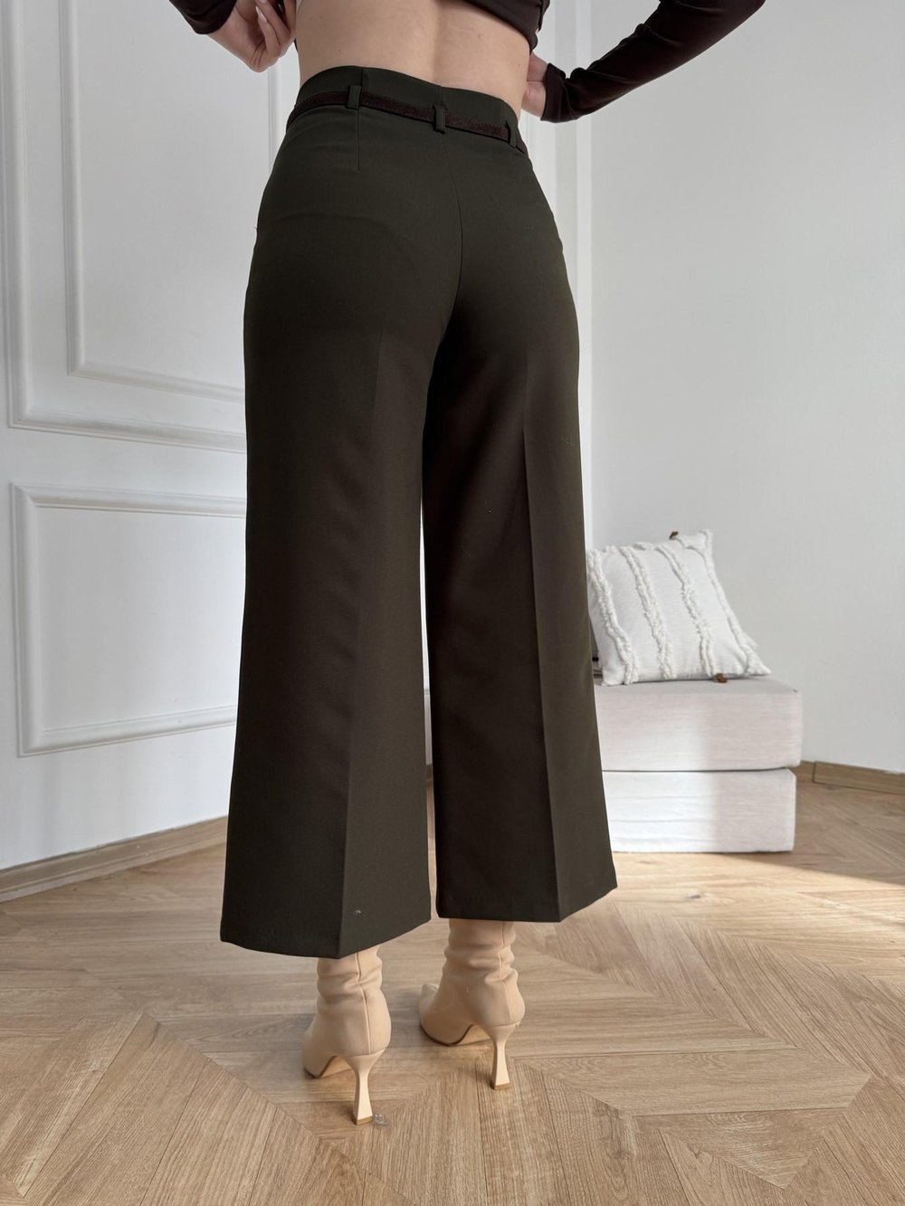 Kemerli Culotte Pantolon Haki