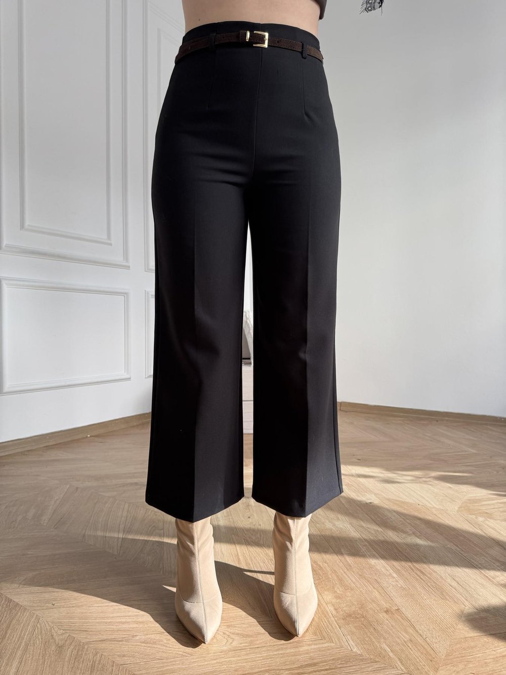 Kemerli Culotte Pantolon Siyah