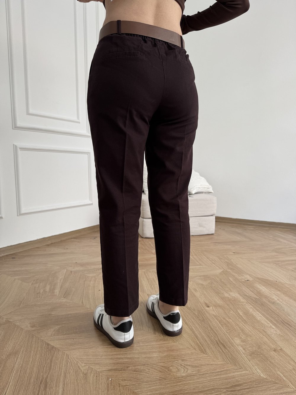 Kemerli Gabardin Pantolon Koyu kahve