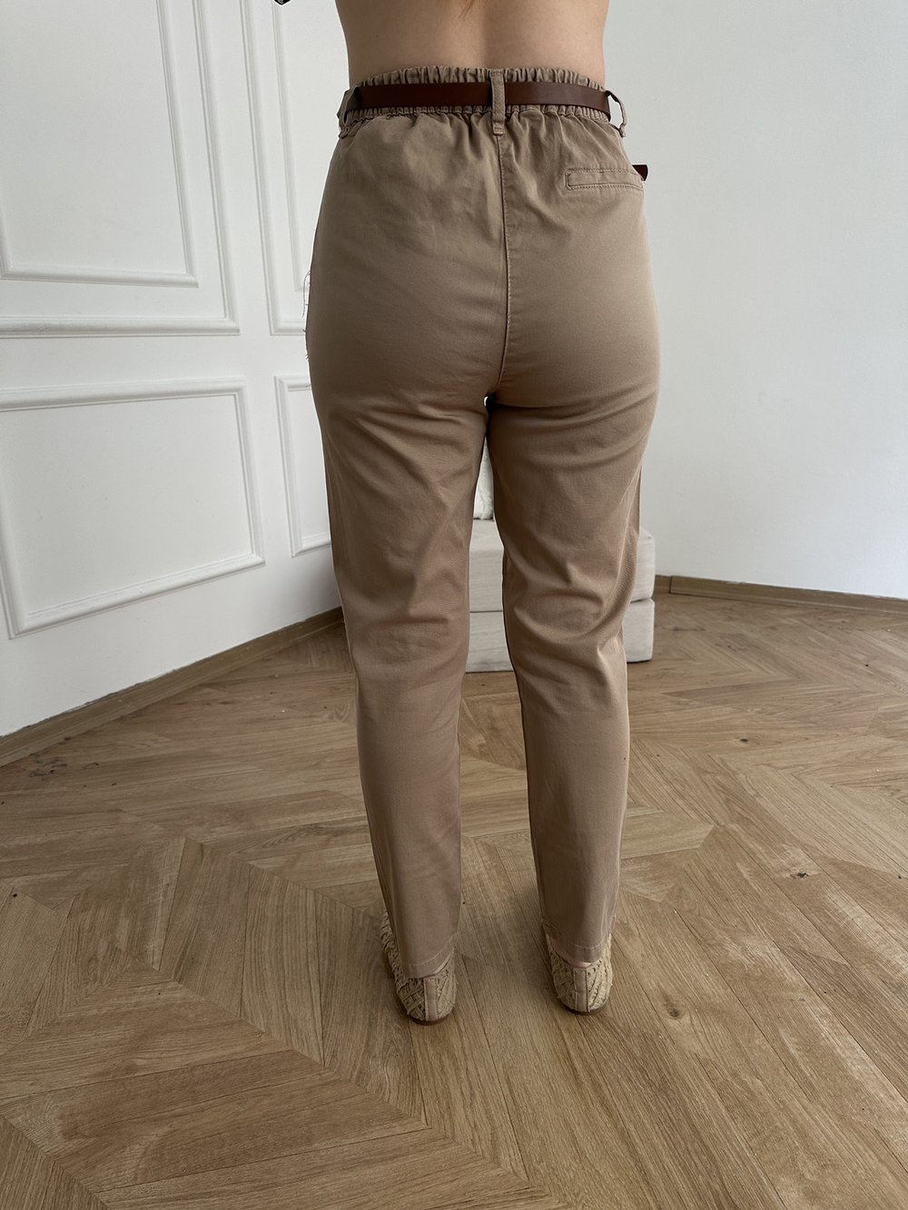 Kemerli Gabardin Pantolon Vizon
