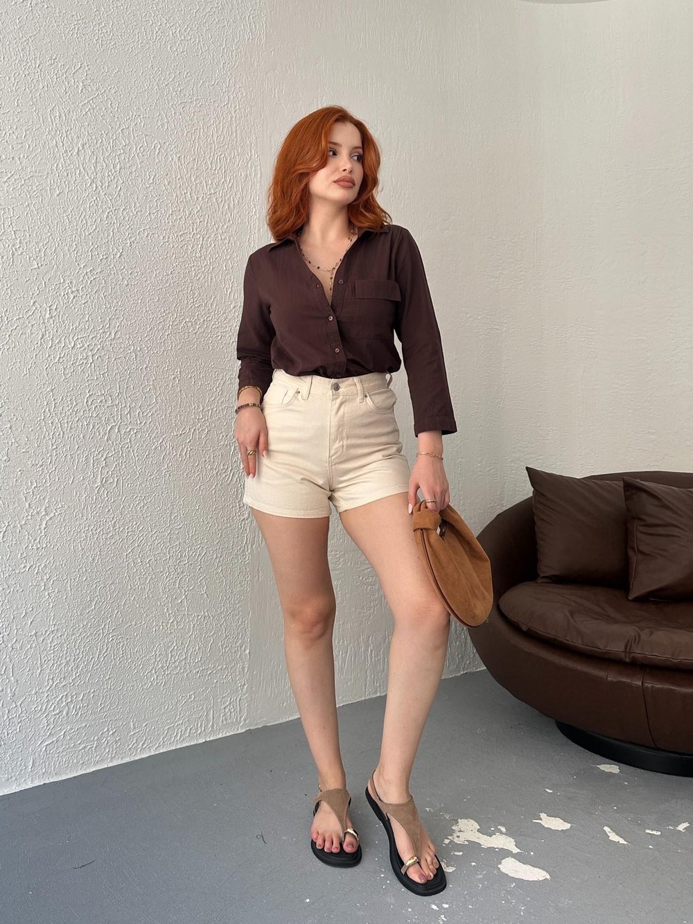 Klasik Mom Şort Vanilya