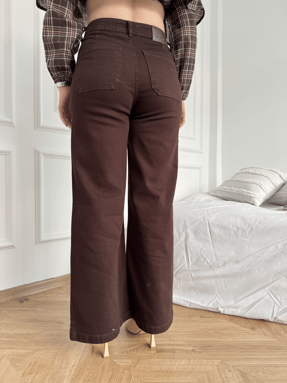 Küçük Cep Detay Bol Pantolon 78 kahve