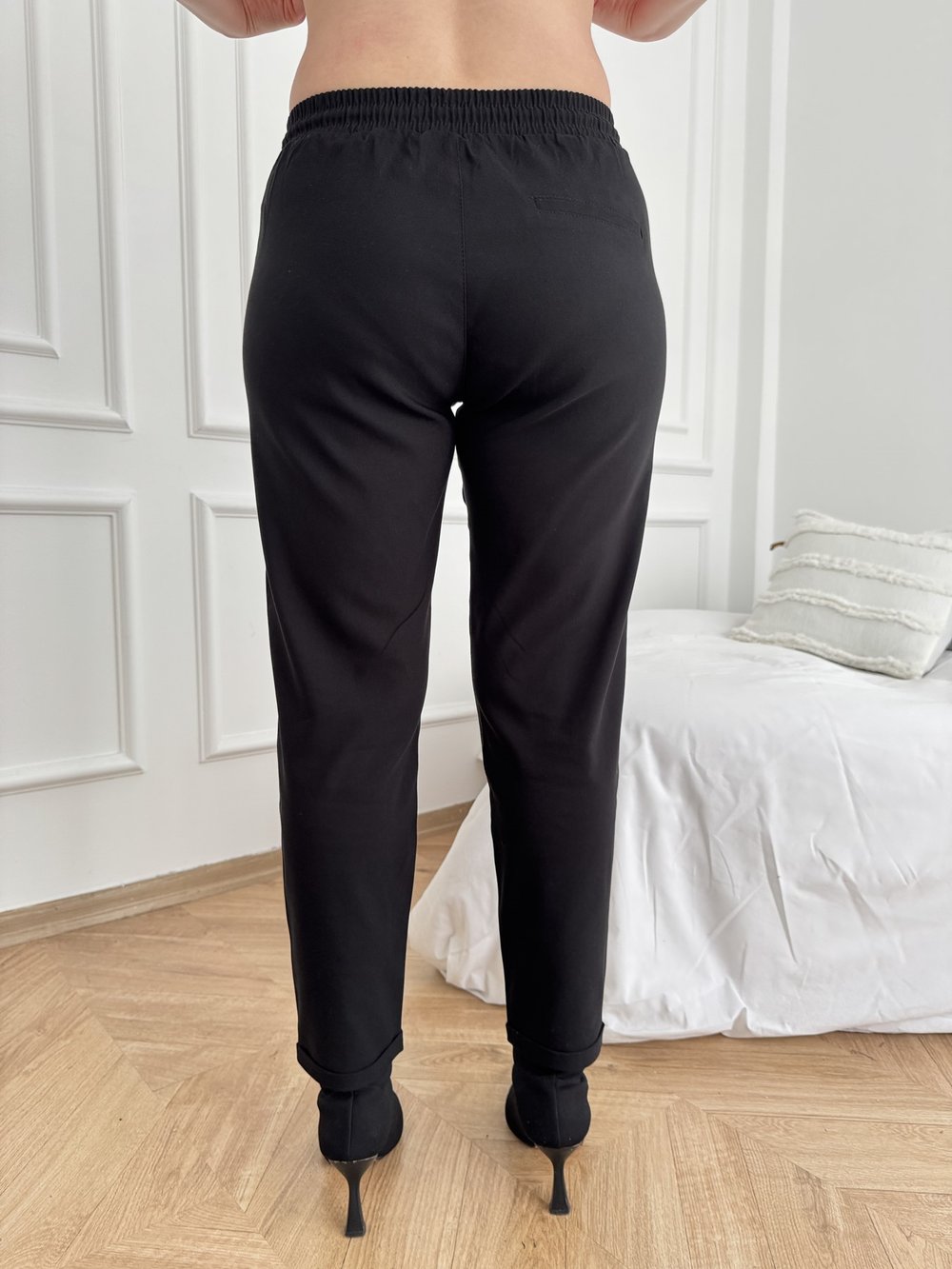 Beli Lastikli Duble Paça Pantolon Siyah