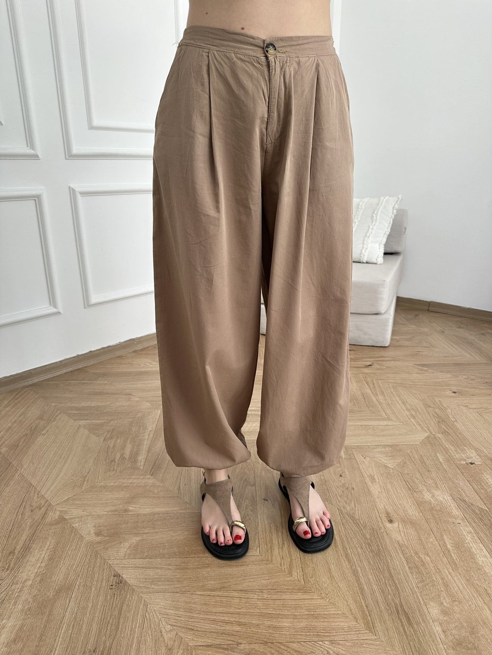 Lastikli Şalvar Pantolon Camel