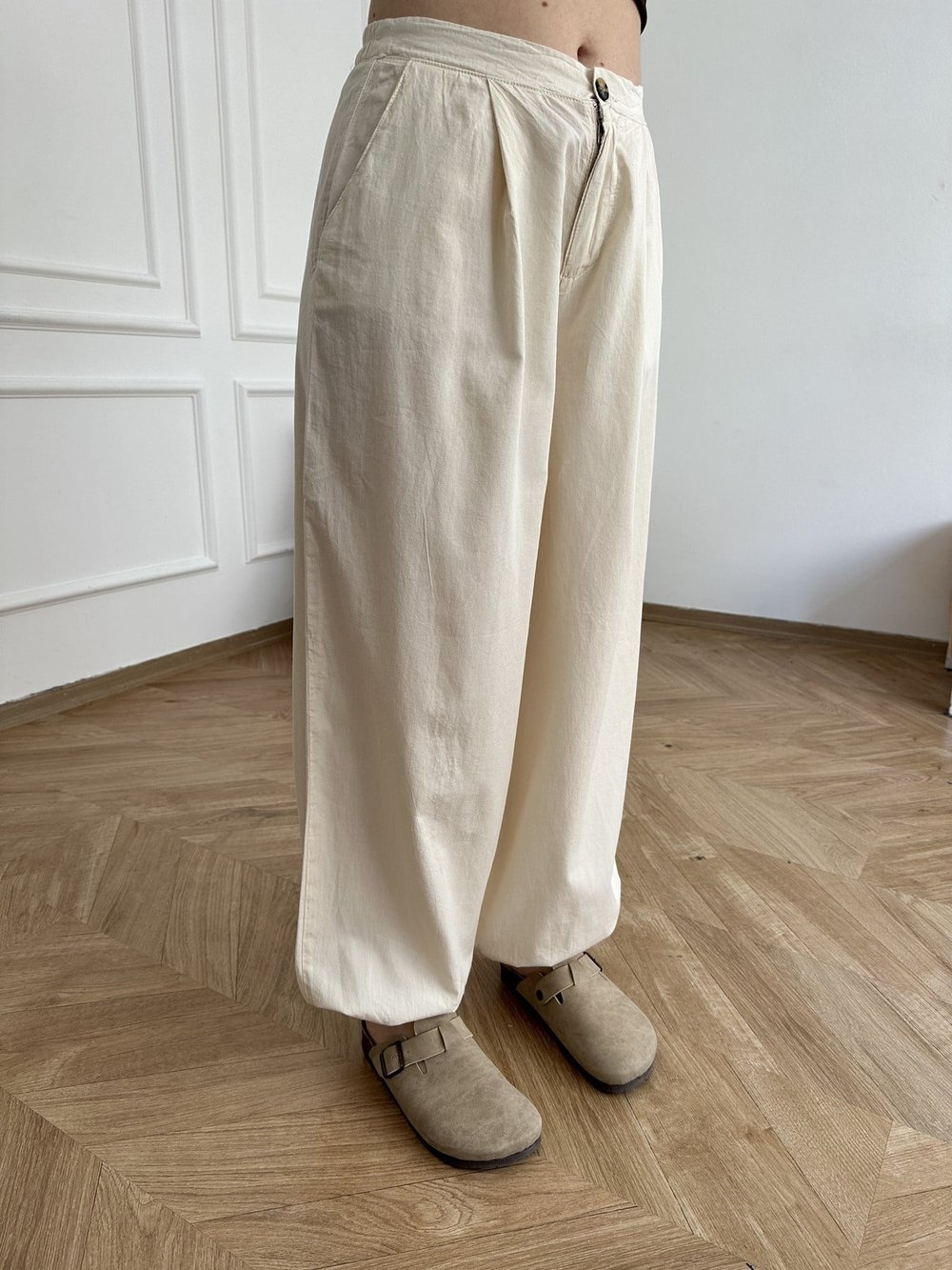 Lastikli Şalvar Pantolon Taş