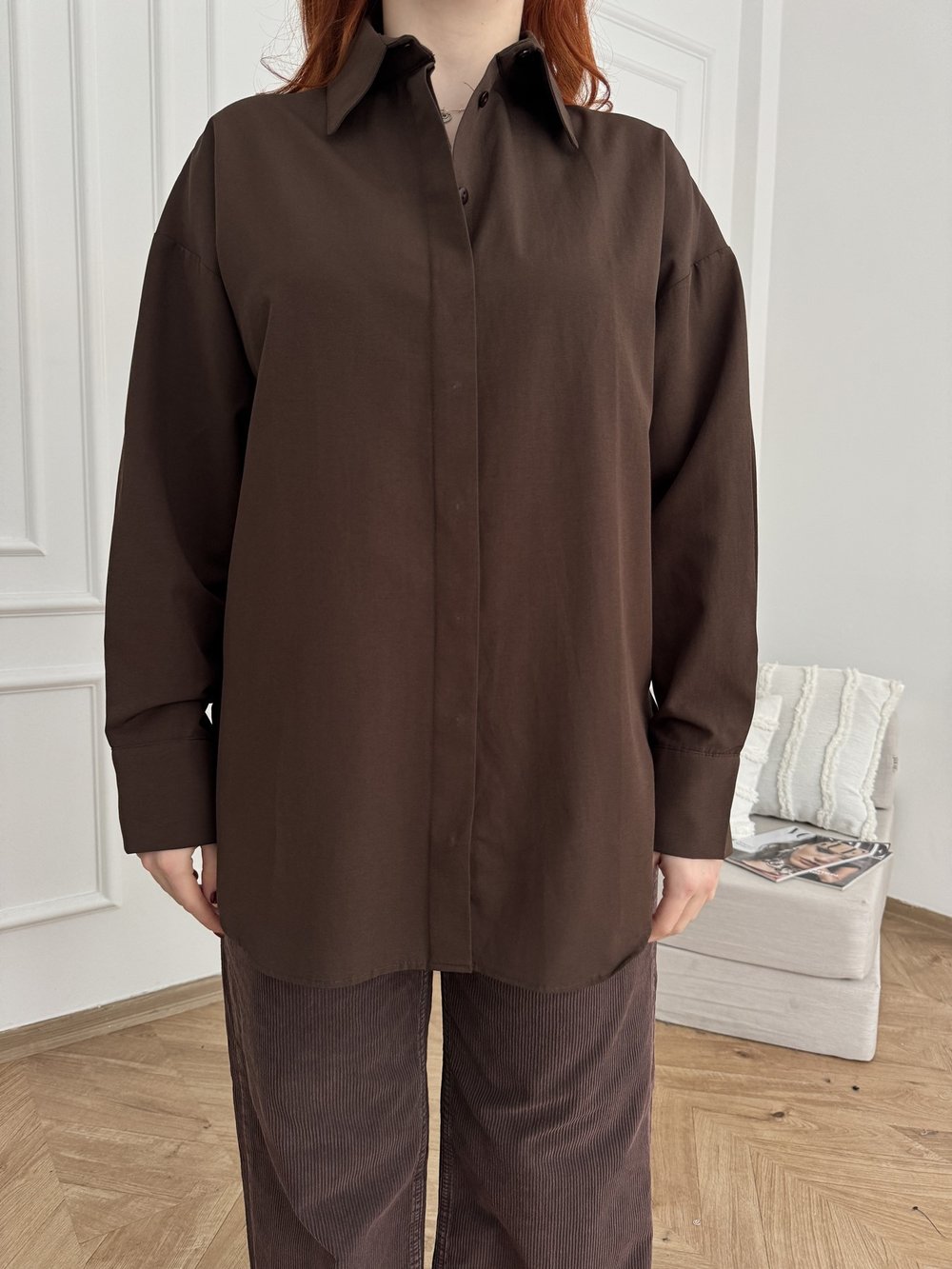 Oversize Gömlek Kahve