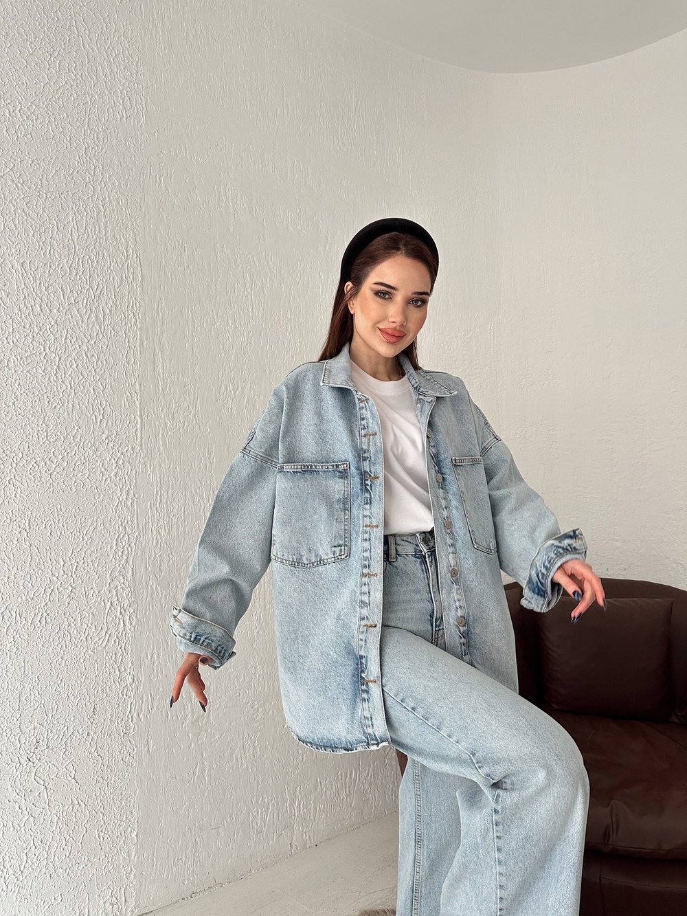 Oversize Jean Gömlek Mavi
