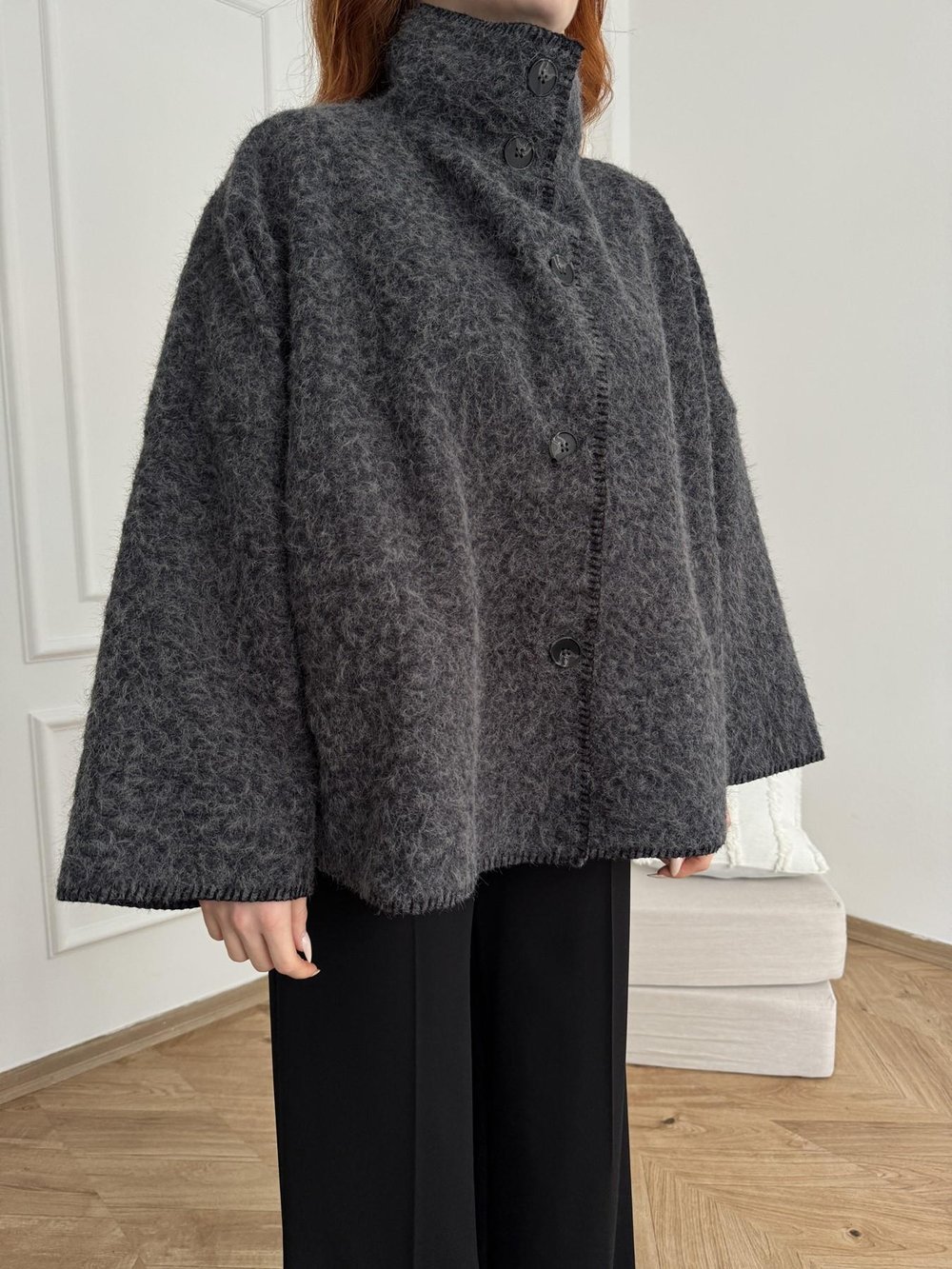 Oversize Kaşe Ceket Antrasit