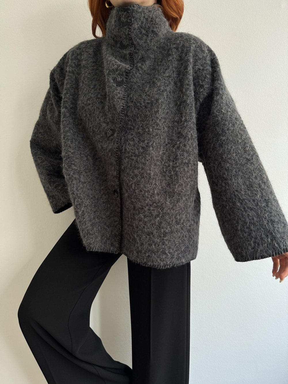 Oversize Kaşe Ceket Antrasit