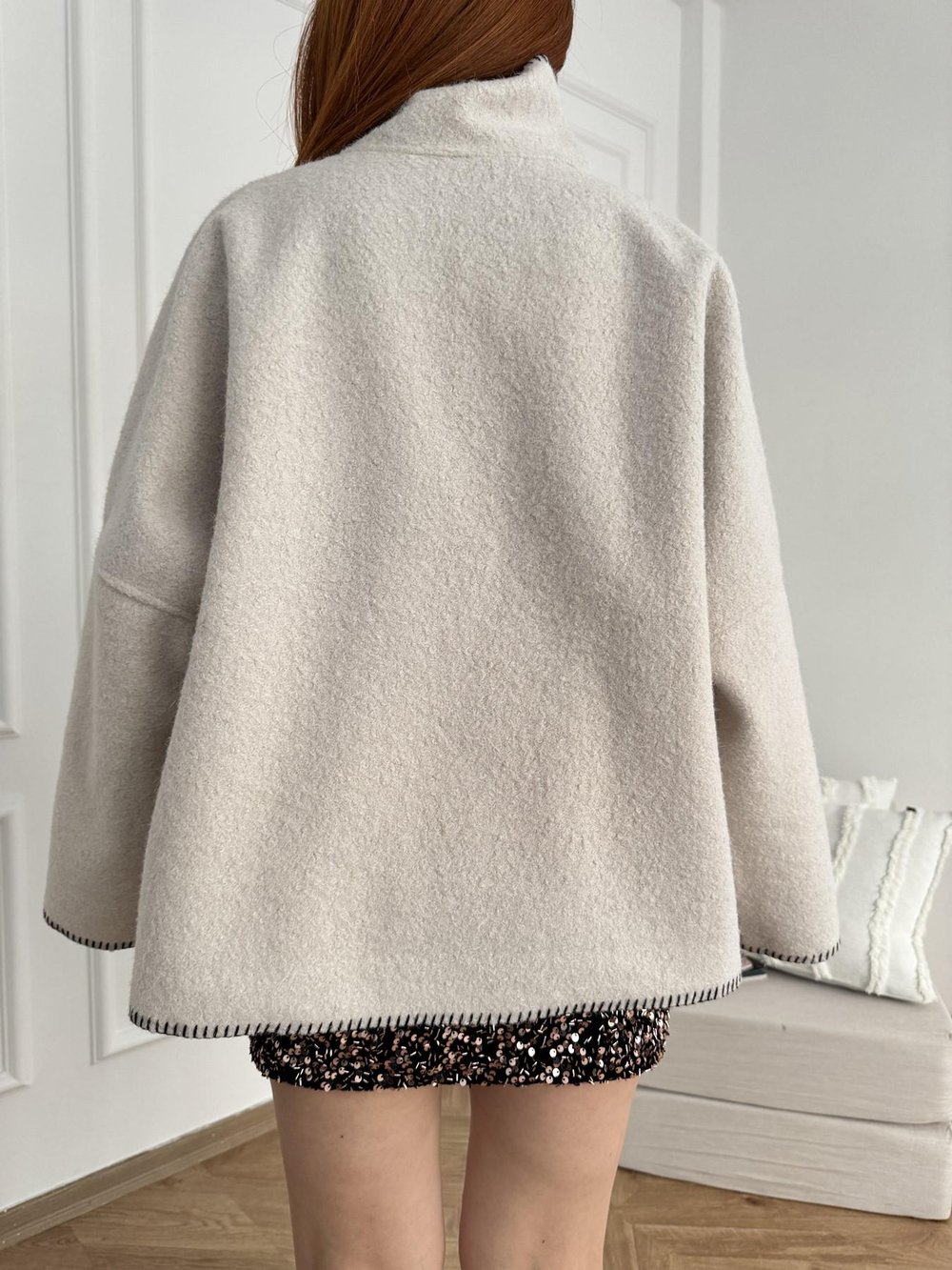Oversize Kaşe Ceket Taş