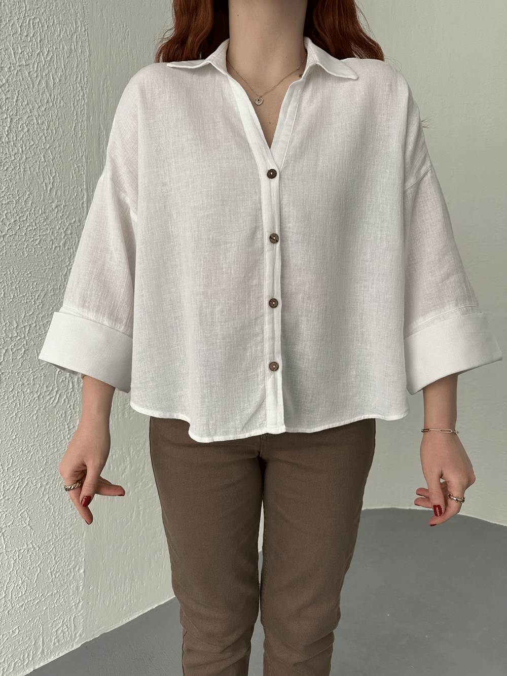 Oversize Sırt Detaylı Gömlek Beyaz