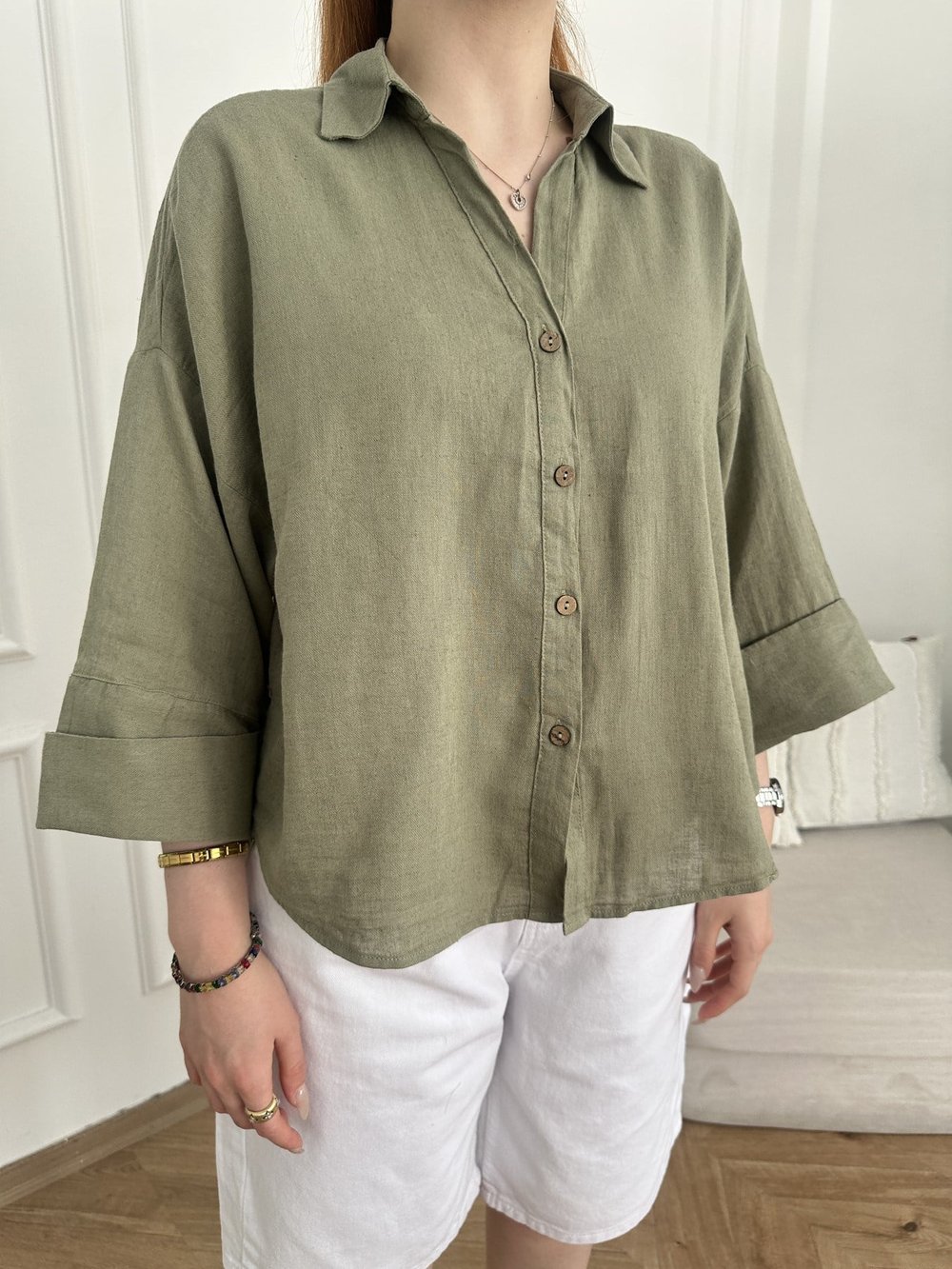 Oversize Sırt Detaylı Gömlek Çağla