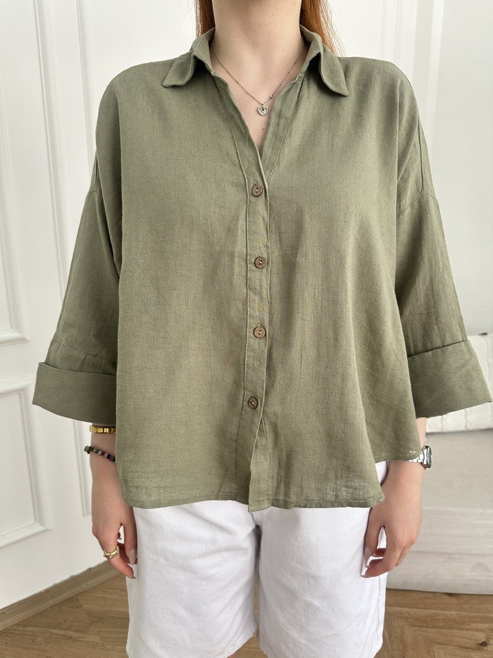 Oversize Sırt Detaylı Gömlek Çağla