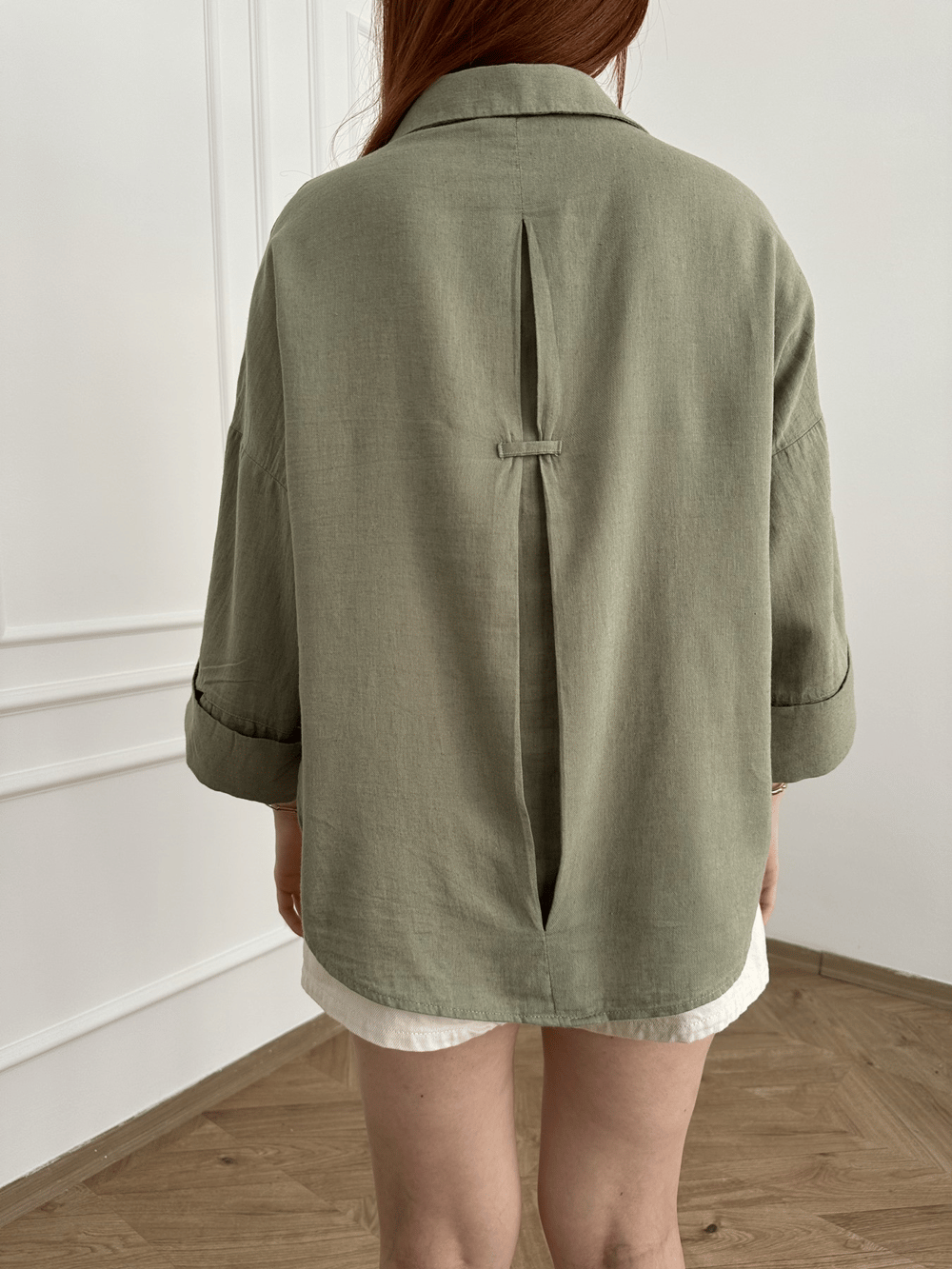 Oversize Sırt Detaylı Gömlek Haki