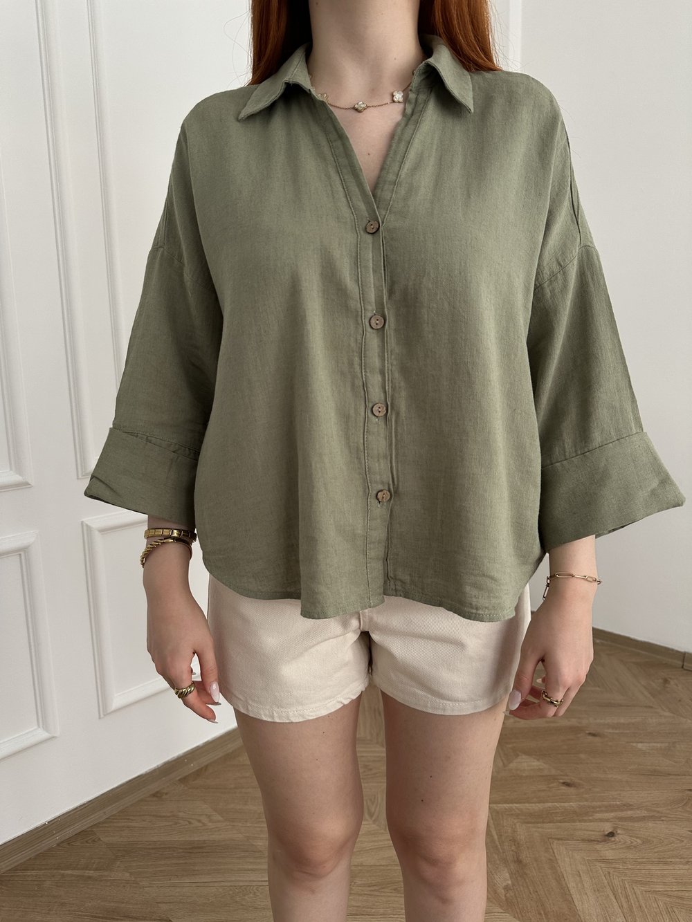 Oversize Sırt Detaylı Gömlek Haki