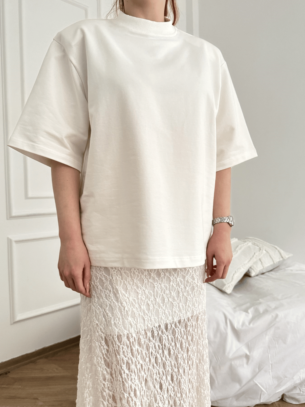 Oversize Tişört Ekru