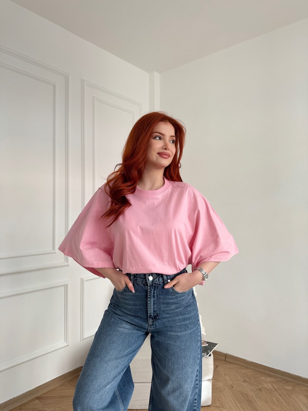 Oversize Tshirt Şeker pembe