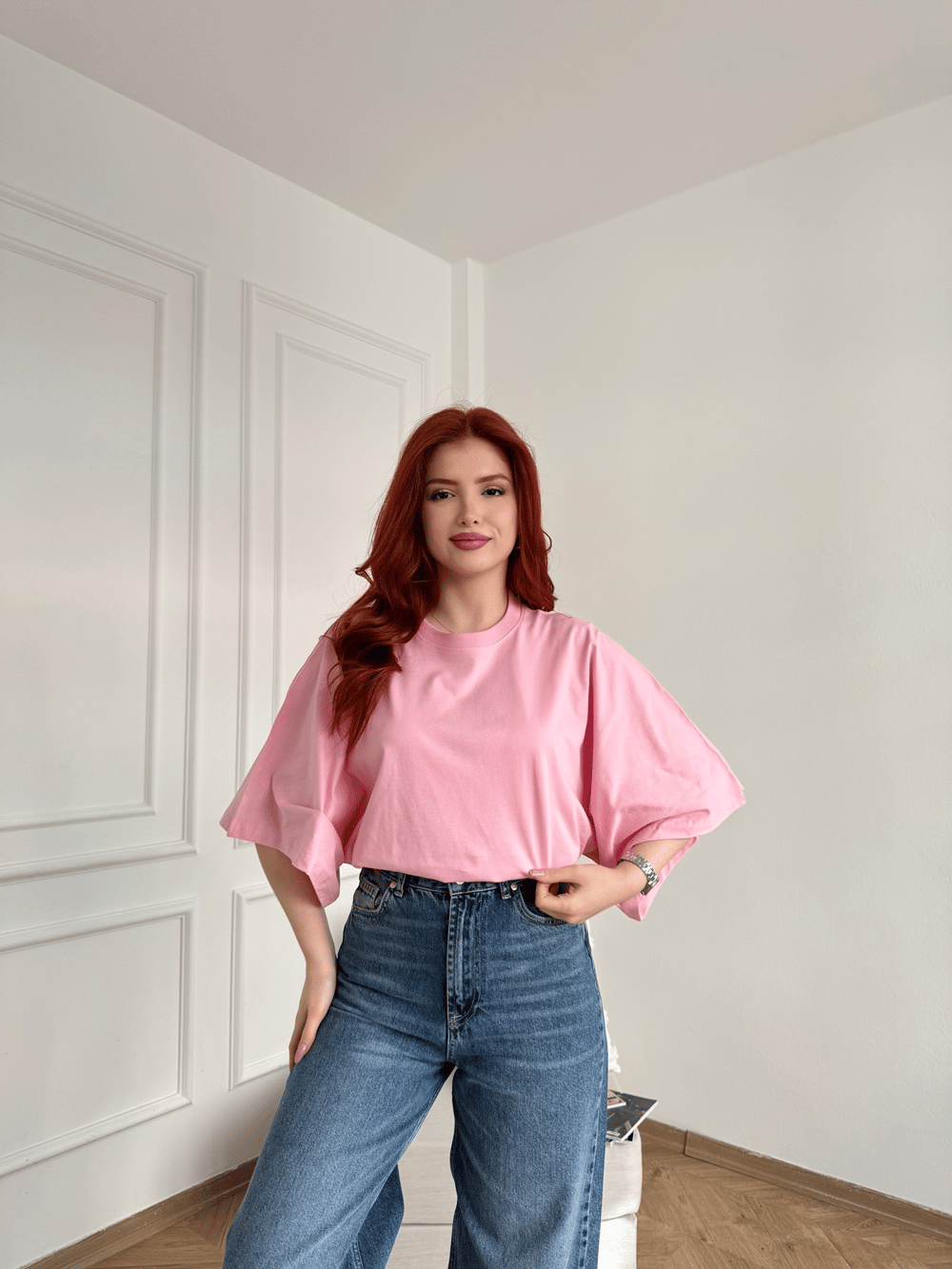 Oversize Tshirt Şeker pembe
