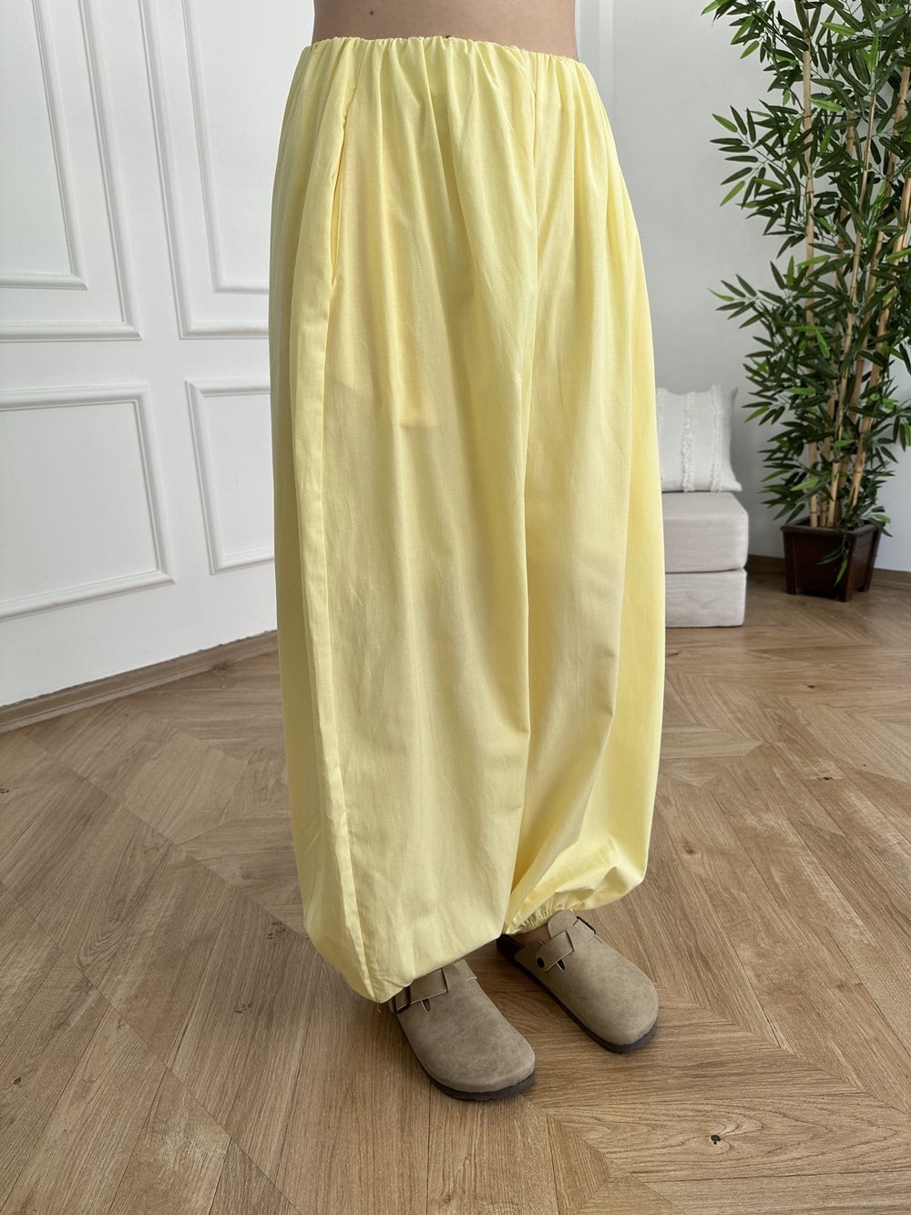 Paça Lastikli Balon Pantolon Sarı