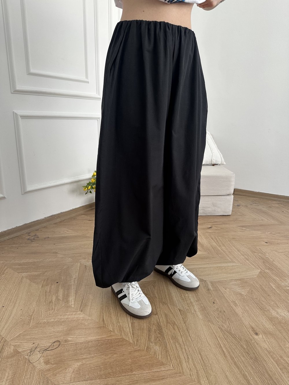 Paça Lastikli Balon Pantolon Siyah