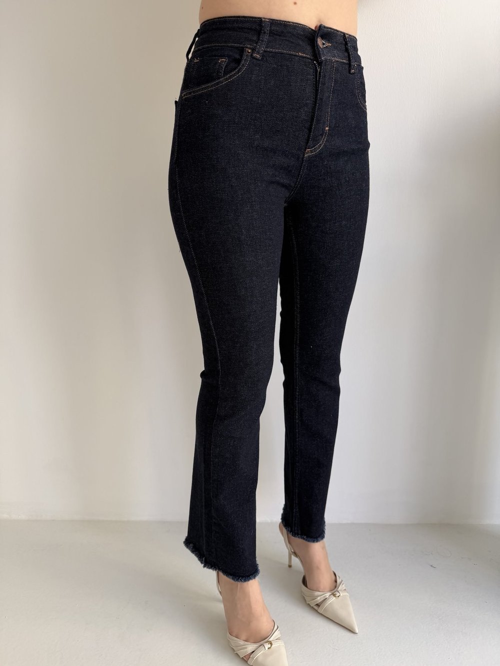 Paça Püsküllü Flare Jean Pantolon Rins