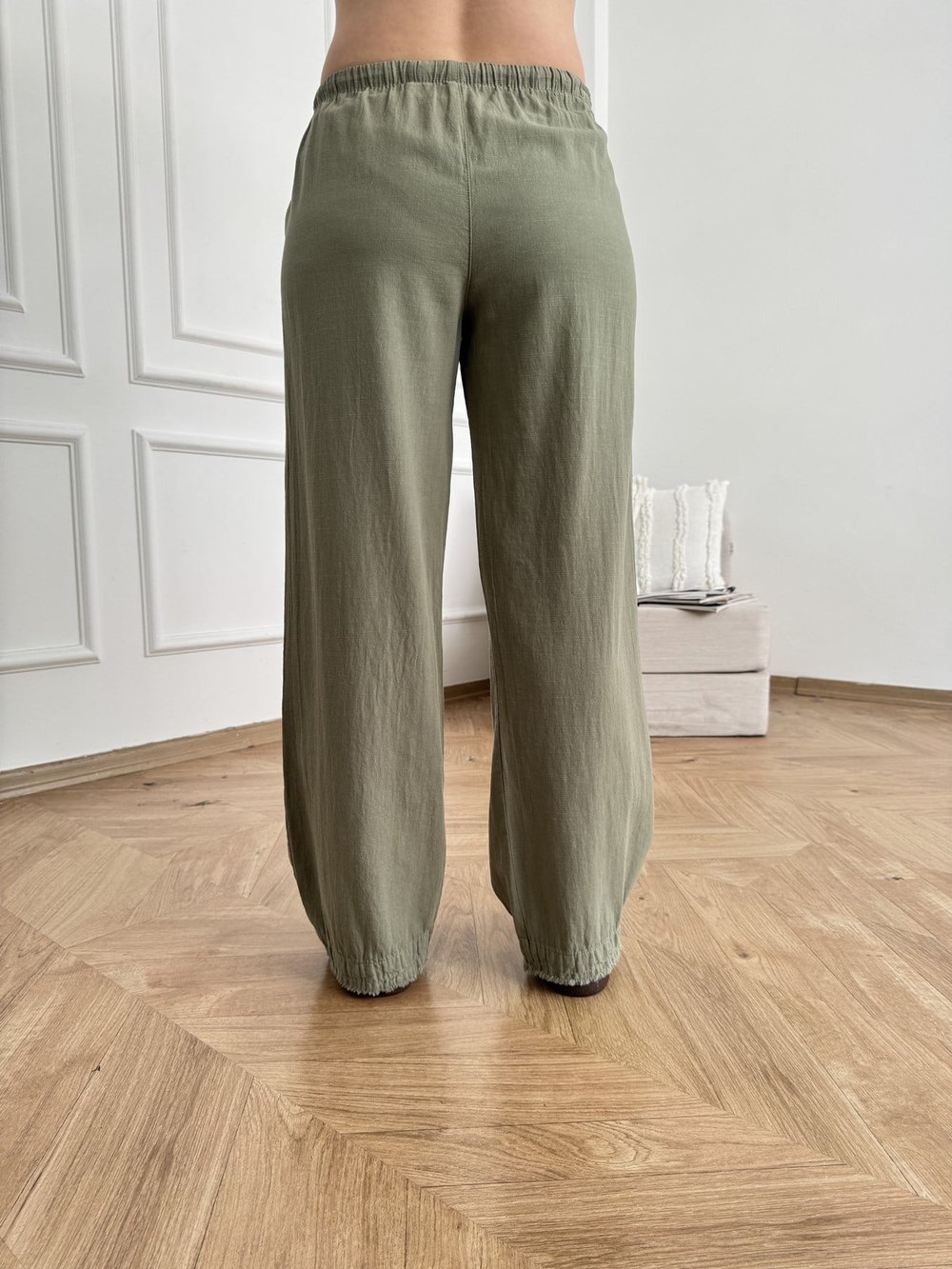 Paçası Püsküllü Relax Pantolon Açık haki