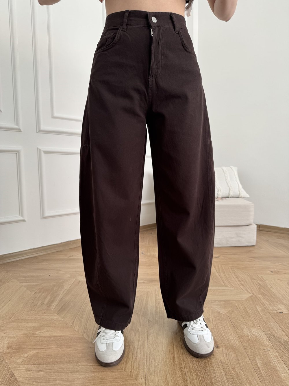 Parçalı Balon Pantolon Acı kahve