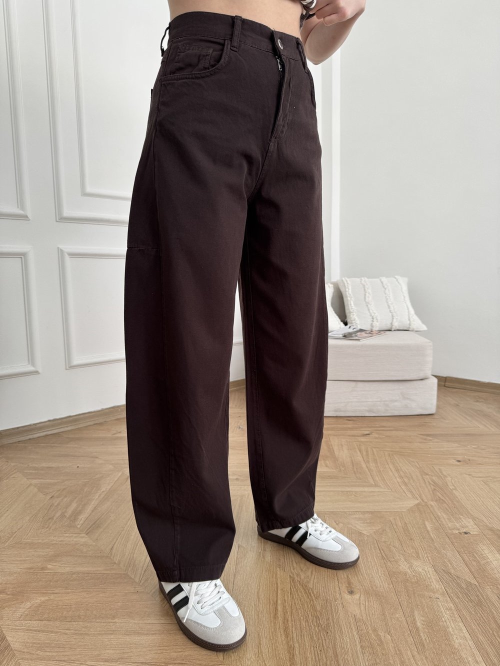 Parçalı Balon Pantolon Acı kahve