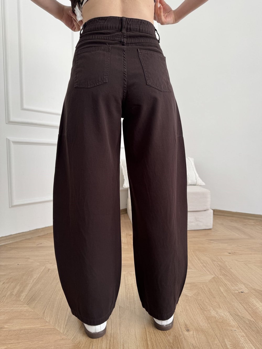 Parçalı Balon Pantolon Acı kahve