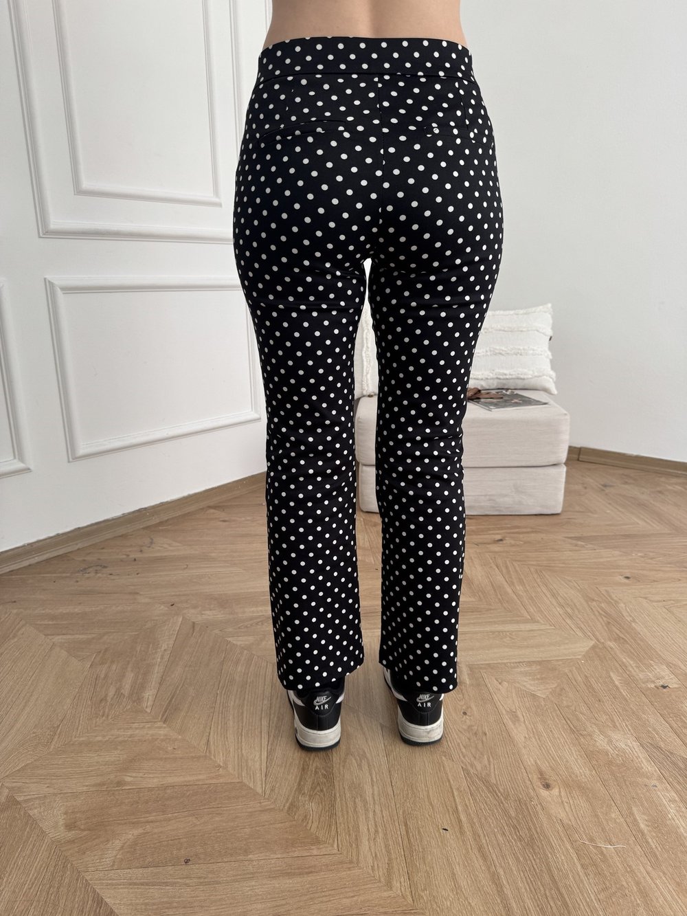 Puantiye Desen Pantolon Siyah