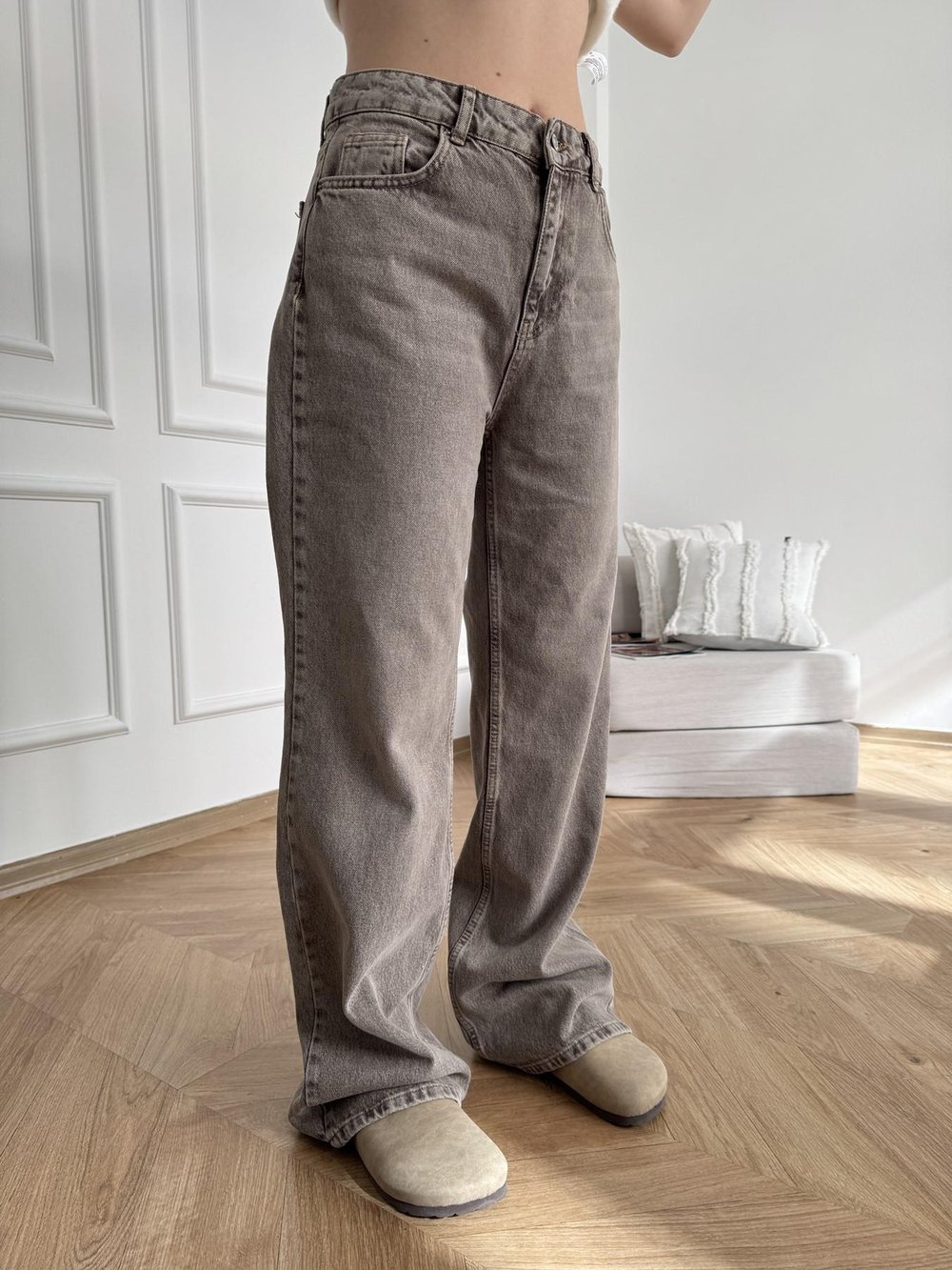 Renkli Denim Pantolon Kahve