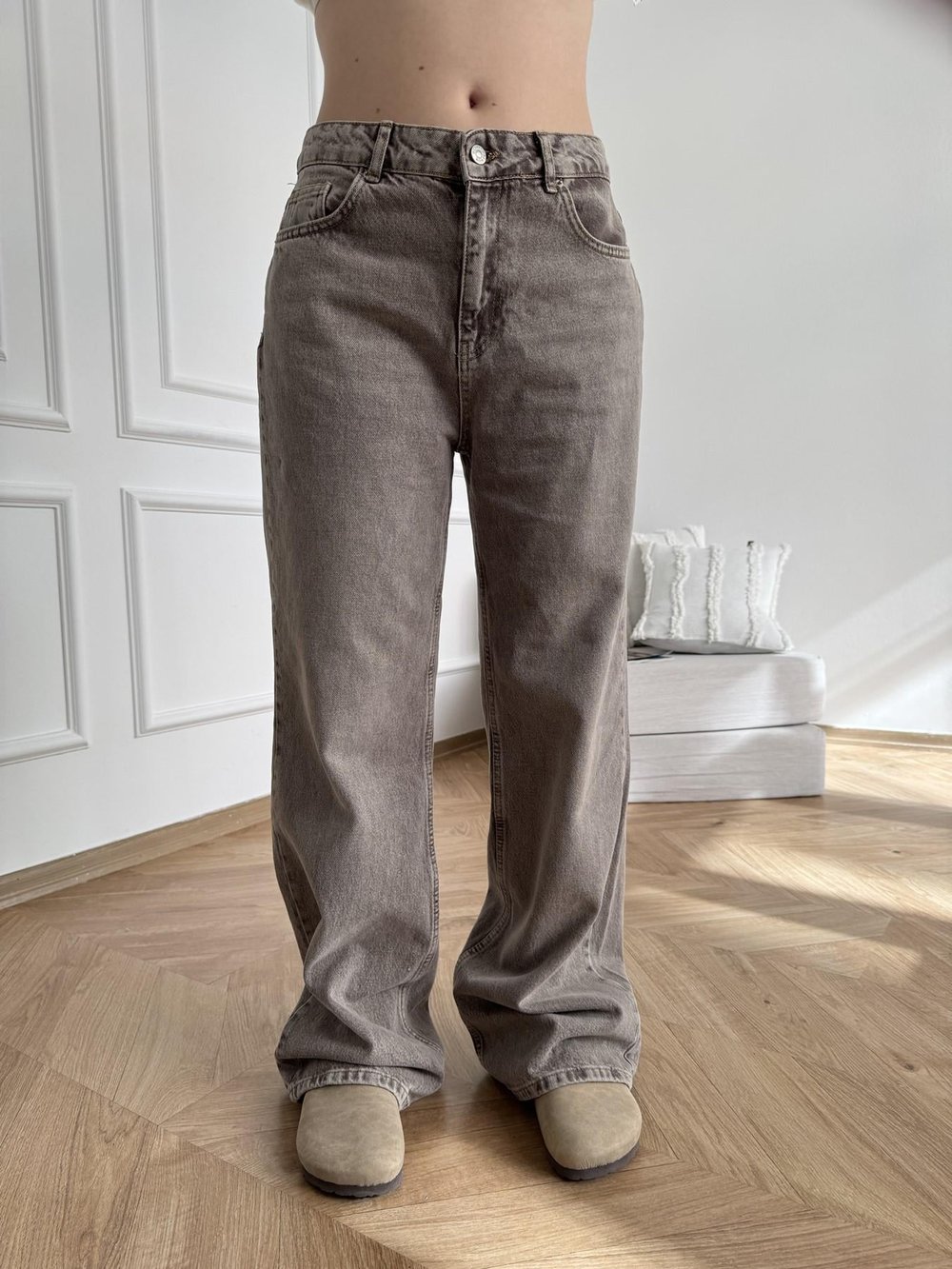 Renkli Denim Pantolon Kahve