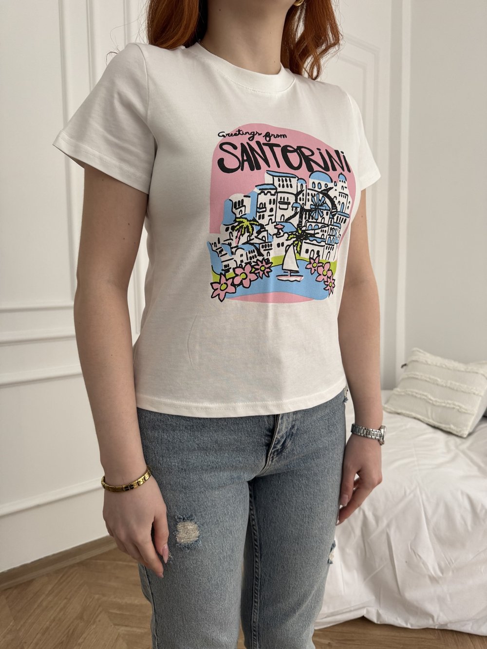 Santorini Basic Fit T-shirt Ekru