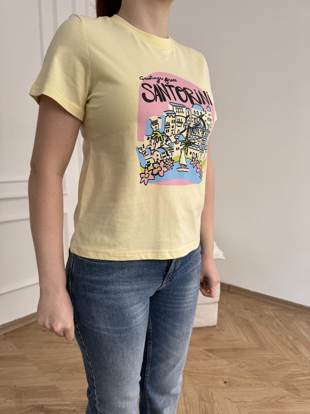 Santorini Basic Fit T-shirt Sarı