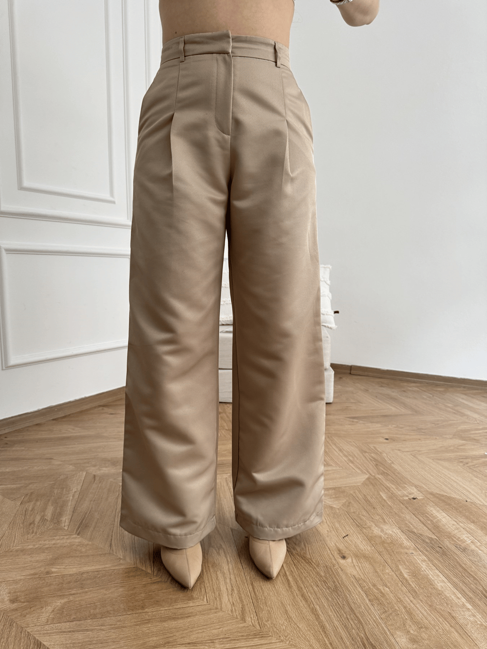 Şerit Detaylı Pantolon Bej