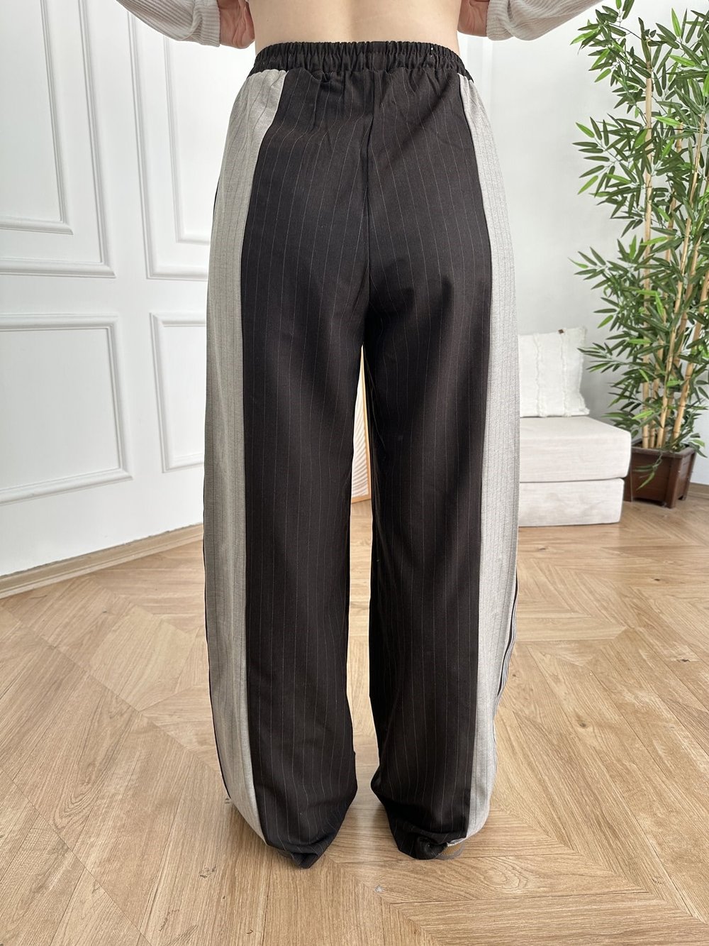 Şerit Detaylı Relax Pantolon Kahve