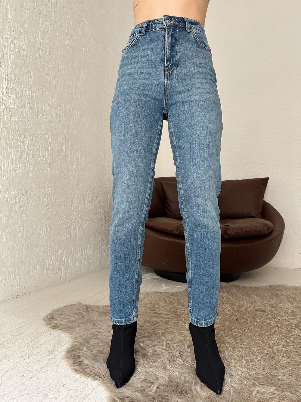 Slim Mom Pantolon Mavi