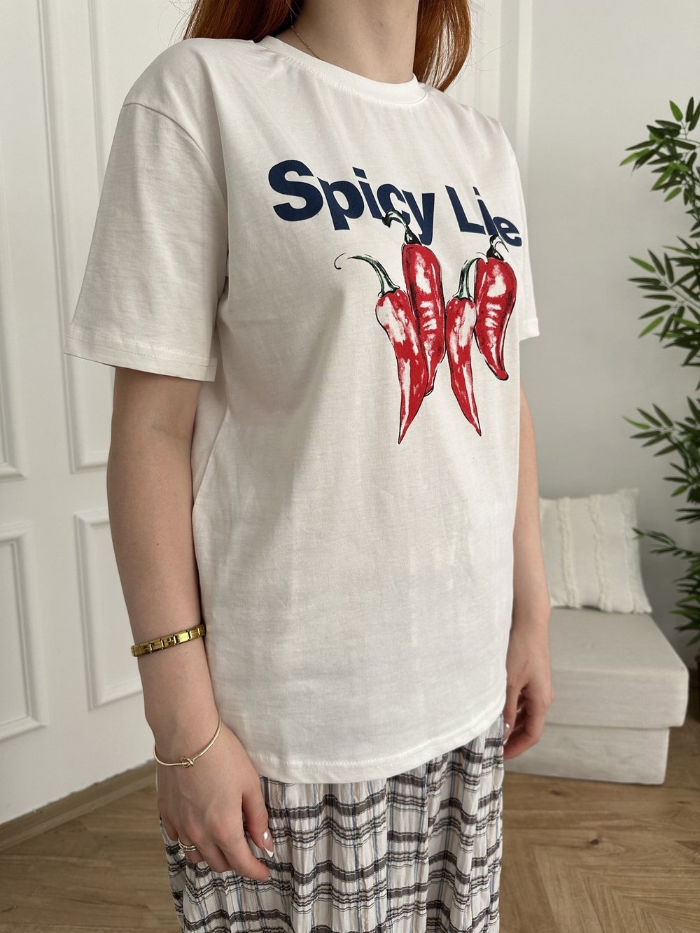 Spicy Life Baskılı T-shirt Ekru